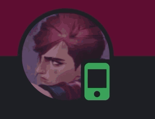 a picture of a man with red hair and a green cell phone