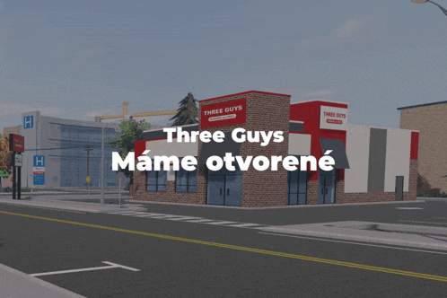 a rendering of a three guys restaurant that is being built