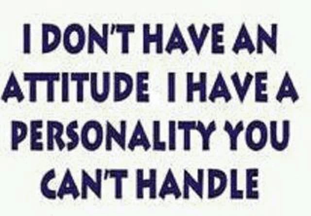 i do n't have an attitude i have a personality you can t handle .