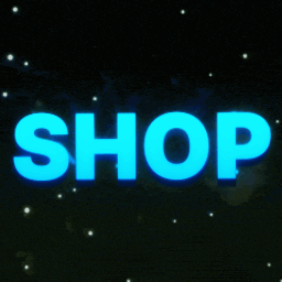 the word shop that is blue on a dark background