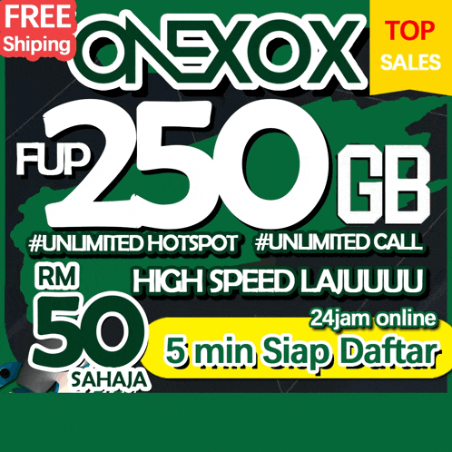 a green and white sign that says ' onexox fup 250 gb ' on it