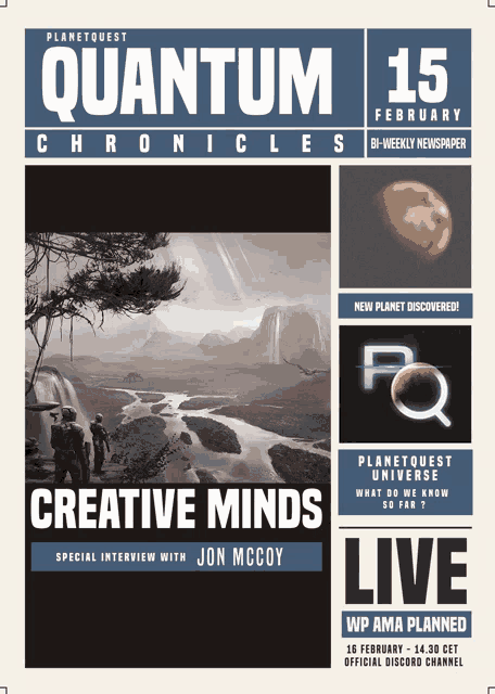 a poster for quantum chronicles featuring a special interview with jon mccoy