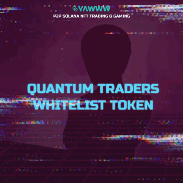 an advertisement for quantum traders whitelist token shows a man holding a book