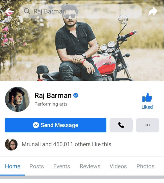 a facebook page for raj barman is shown