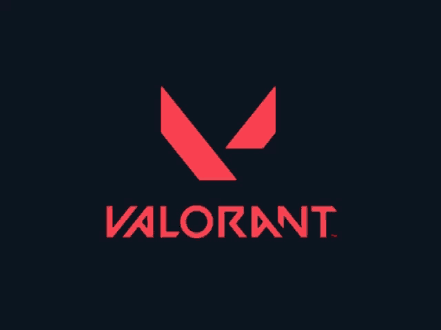 a red logo for valorant on a dark background