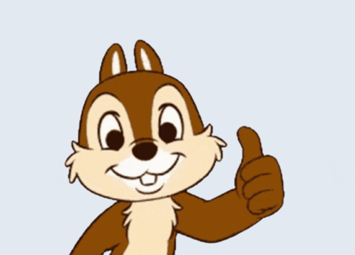 a cartoon chipmunk giving a thumbs up