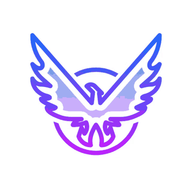 a blue and purple logo of a bird with the letter s on it