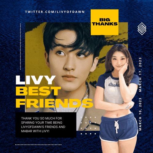 a poster for livy best friends with a picture of a man and a woman