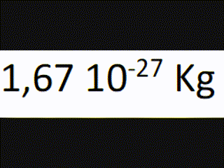 a black and white sign that says 1,67 10-27 kg