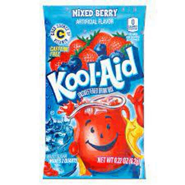 a bag of kool aid mixed berry flavored drink mix .