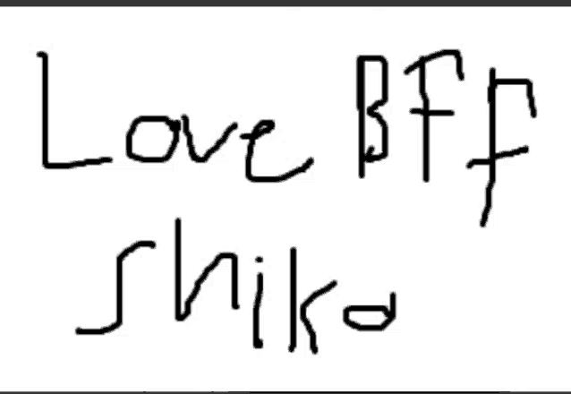 a drawing of the words love bff shika