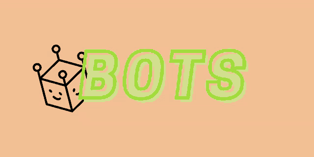 a drawing of a cube with a face and the word bots