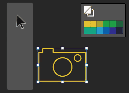 a drawing of a camera with a circle in the center