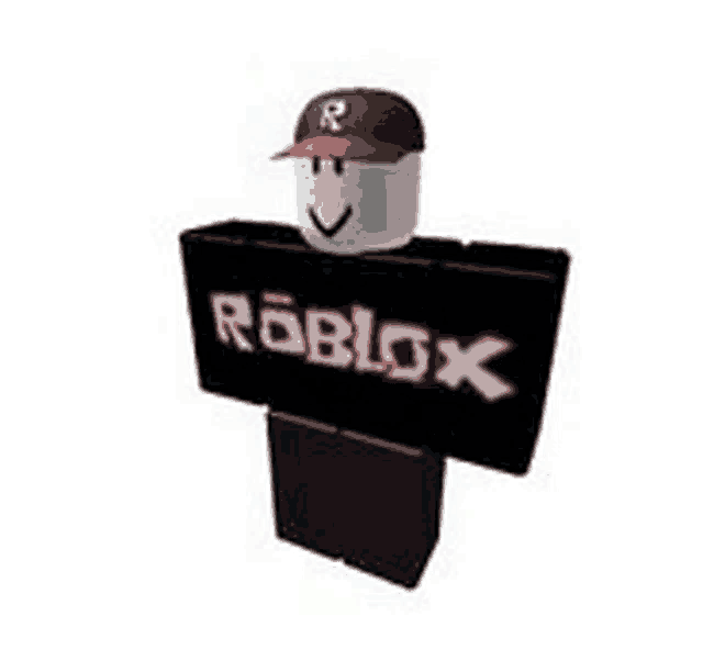 a roblox character wearing a hat and holding a sign that says roblox .