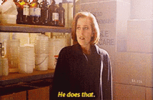 a woman says he does that in front of a shelf full of containers