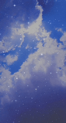 a purple sky with white clouds and stars