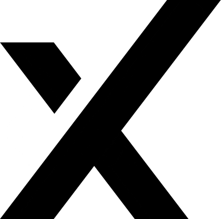 a black and white x with a triangle in the middle