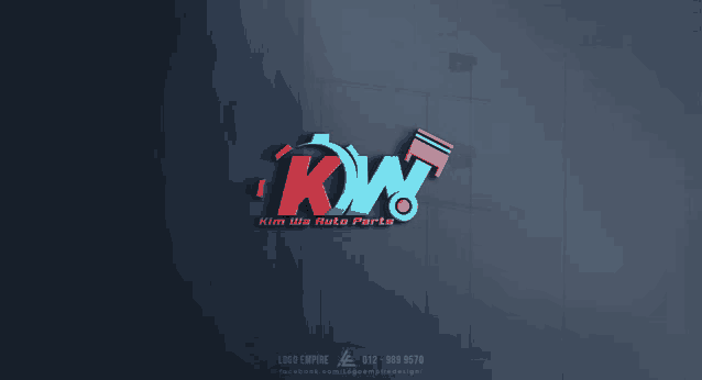 a logo for kim wan auto parts is shown on a dark background