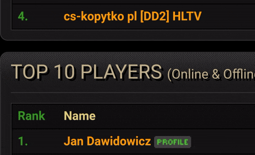 a list of top 10 players including jan dawidowicz and cs-kopytko pl