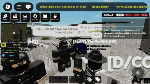 a screenshot of a video game with a message that says can i join the training sirican