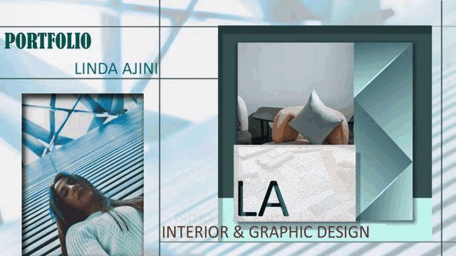 a poster for interior and graphic design with a picture of a woman