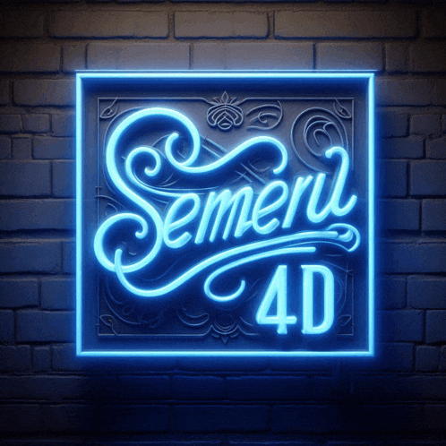 a neon sign on a brick wall that says semeru 4d