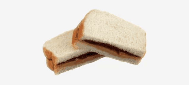 two slices of bread with peanut butter and jelly on them