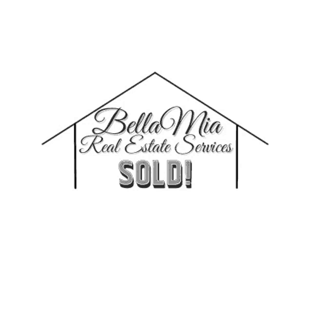 a logo for a real estate company called bella mia real estate services