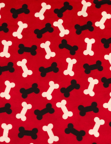 a red background with black and white dog bones