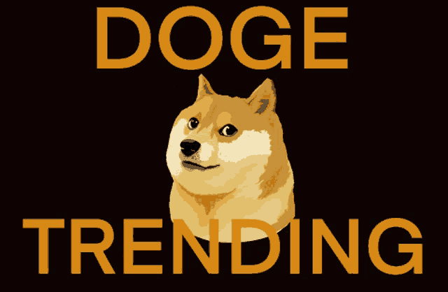 a picture of a doge with the words doge trending behind it