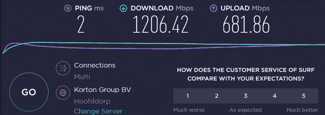 a computer screen shows ping ms download mbps upload mbps