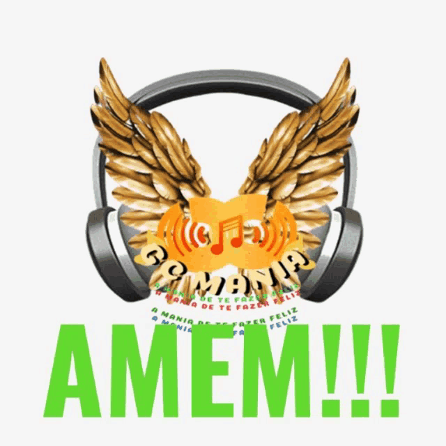 a picture of headphones with wings and the word amem on it