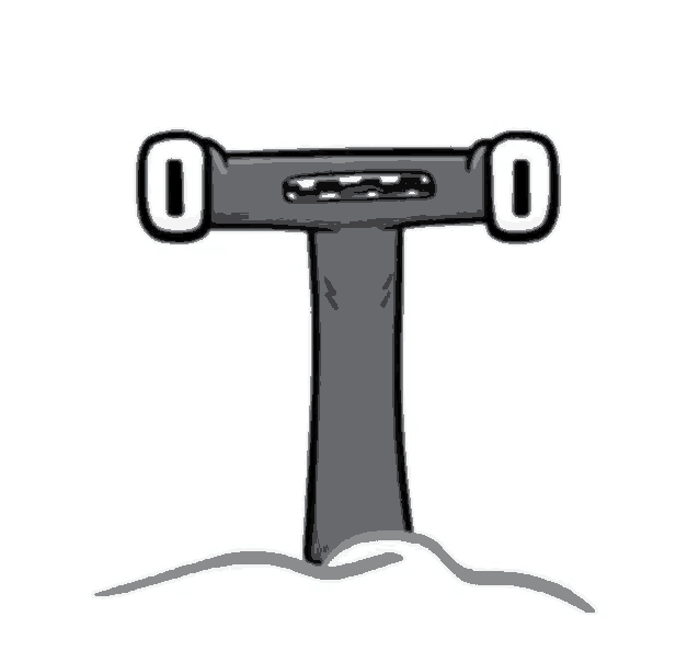 a cartoon drawing of a letter t with a face and a mouth .