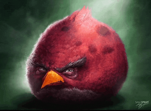 a painting of an angry bird by sam sprut