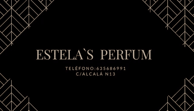 a business card for estela 's perfum with a phone number and address