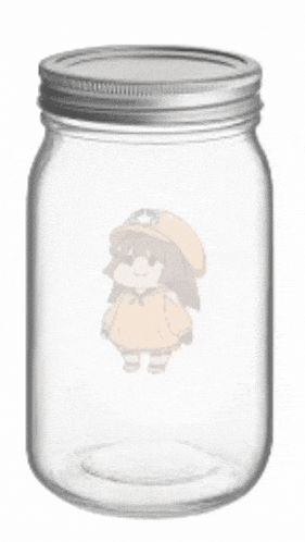 a mason jar with a picture of a girl inside