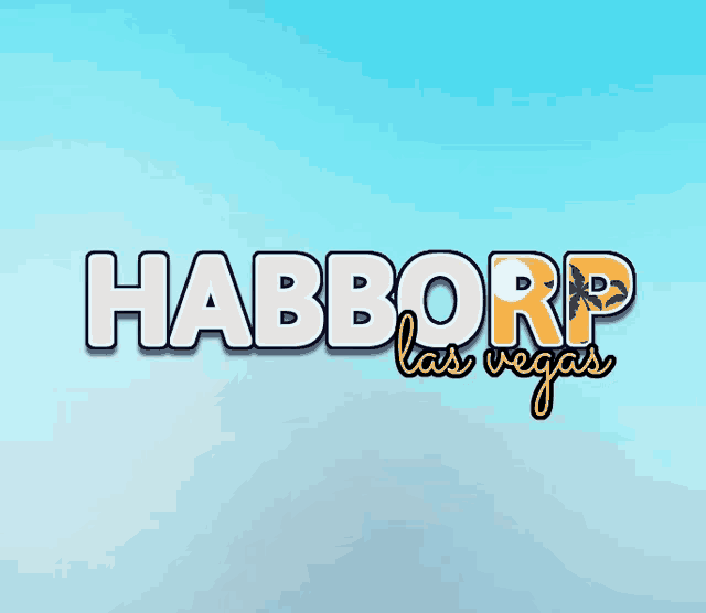 a logo for habborp las vegas with a blue background