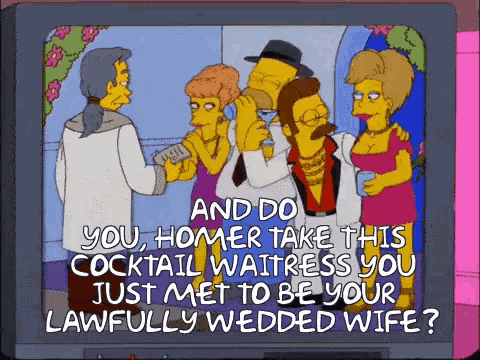 a cartoon of homer simpson talking to his wife