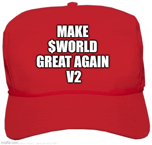 a red hat with the words make $world great again v2 on it