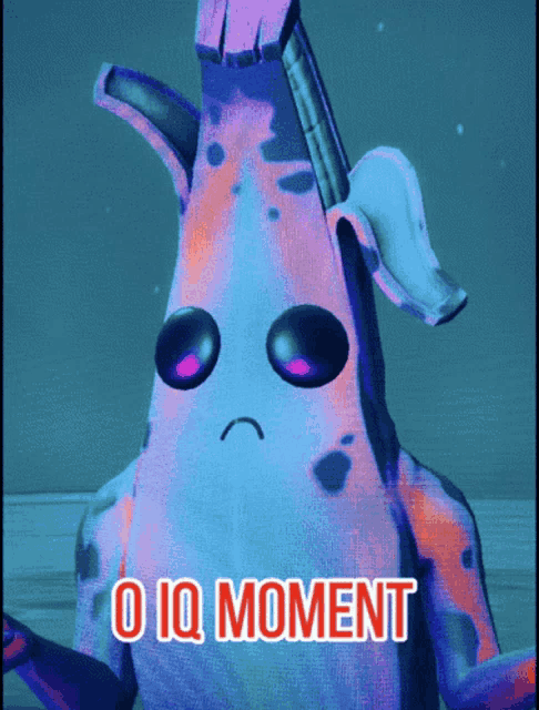 a cartoon character with a sad face and the words " o iq moment " on the bottom