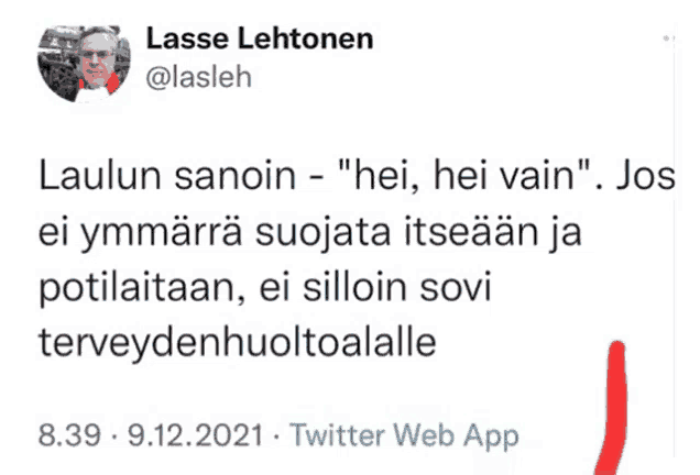 a screenshot of a tweet from lasse lehtonen on twitter