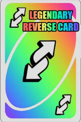 a card that says legendary reverse card with two arrows pointing in opposite directions