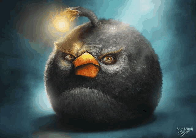 a painting of an angry bird by sam spratt in 2011