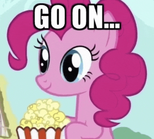 pinkie pie from my little pony holding a bowl of popcorn