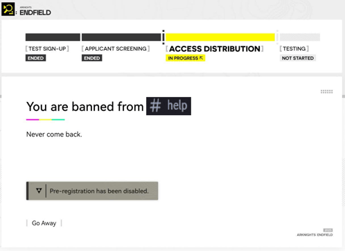 a screenshot of a web page that says " you are banned from # help "