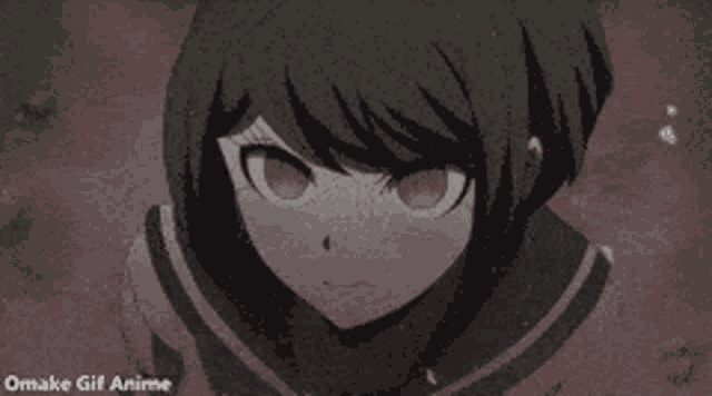 a black and white image of a girl with the words omake gif anime below her