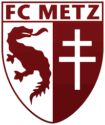 a logo for fc metz with a dragon and cross on it