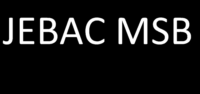 a black background with white letters that say jebac msb