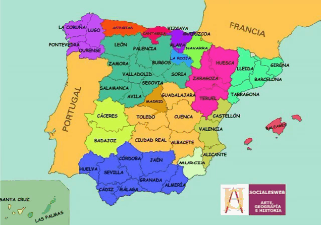 a map of spain with the word francia on the bottom right