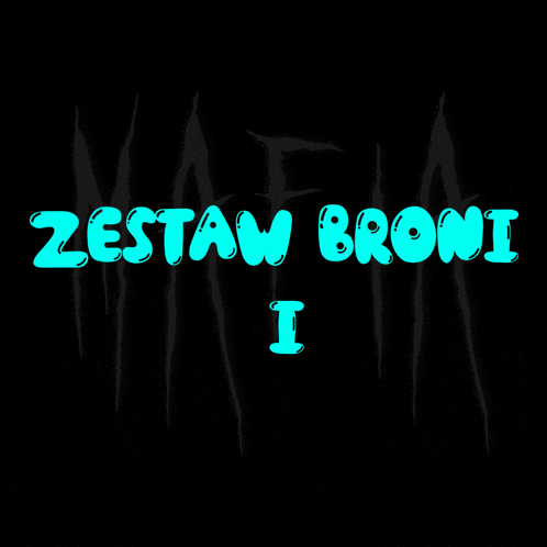 a black background with the words zestaw broni i in blue